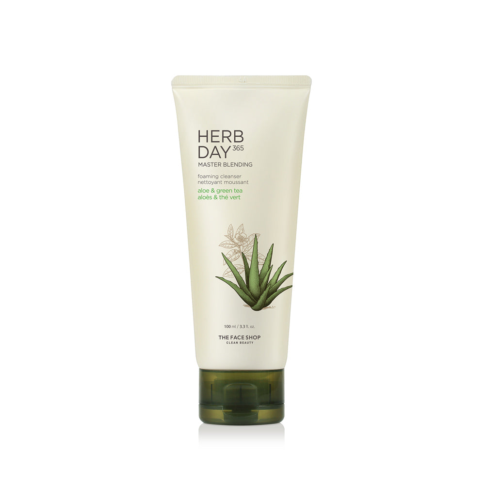 HERB DAY 365 MASTER Blending Facial Foaming Cleanser - Aloe & Greentea - THEFACESHOP Australia Queensland